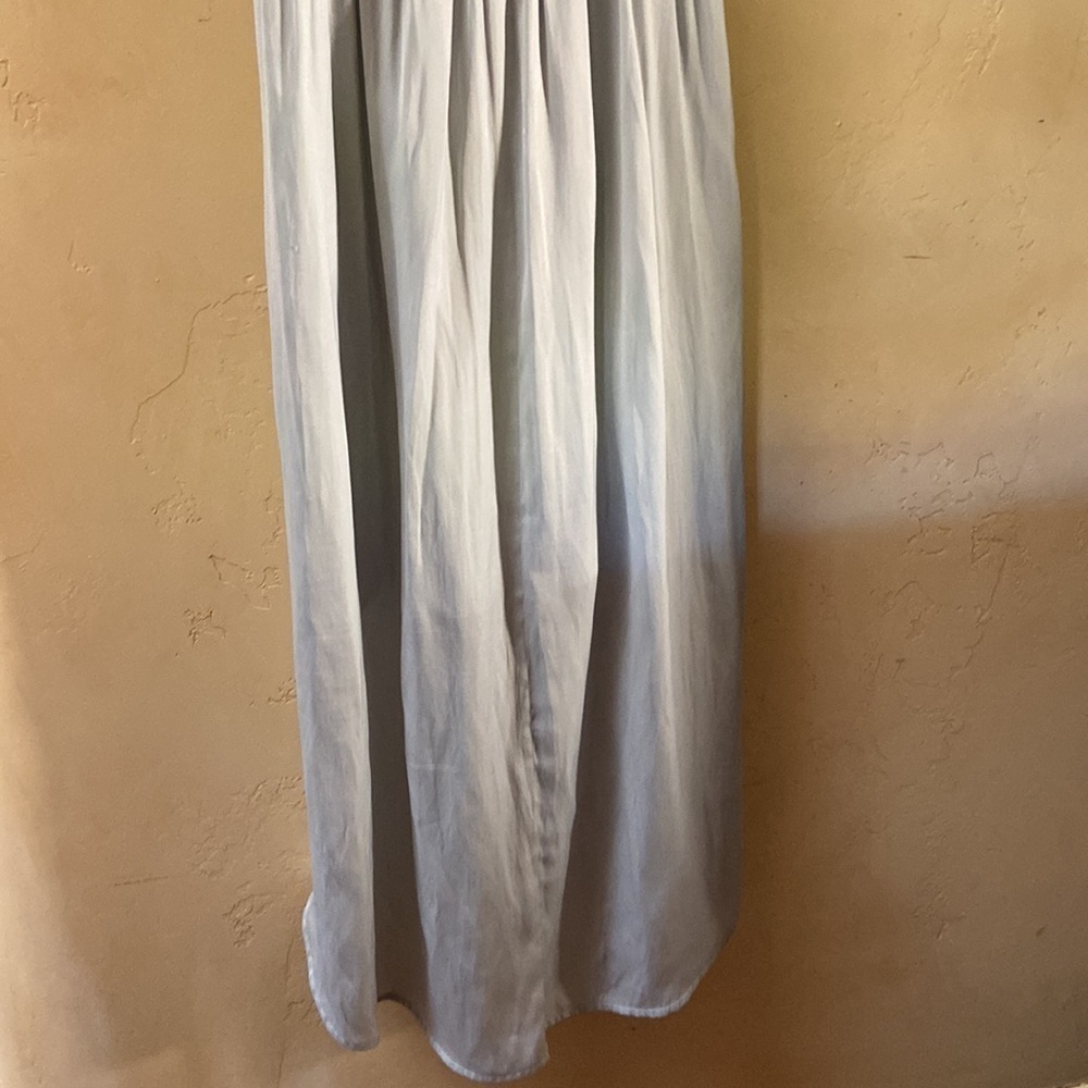Sz S Tart Barely Blue Silky Pleated Dress w/Draped Front Half Skirt Lining - Picture 7 of 9